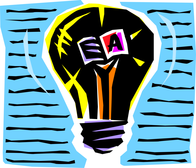 Vector Illustration of Pedagogical Education and Learning Electric Light Bulb Symbol of Invention, Innovation, and Good Ideas