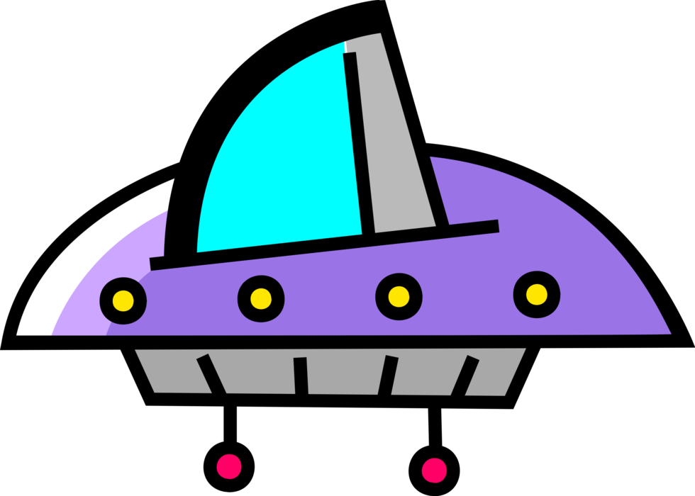 Vector Illustration of UFO Flying Saucer Outer Space Extraterrestrial Spaceship Unidentified Flying Object
