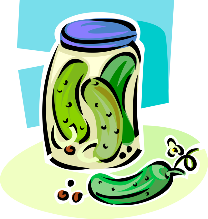 Vector Illustration of Homemade Pickled Vegetable Cucumber Dill Pickles