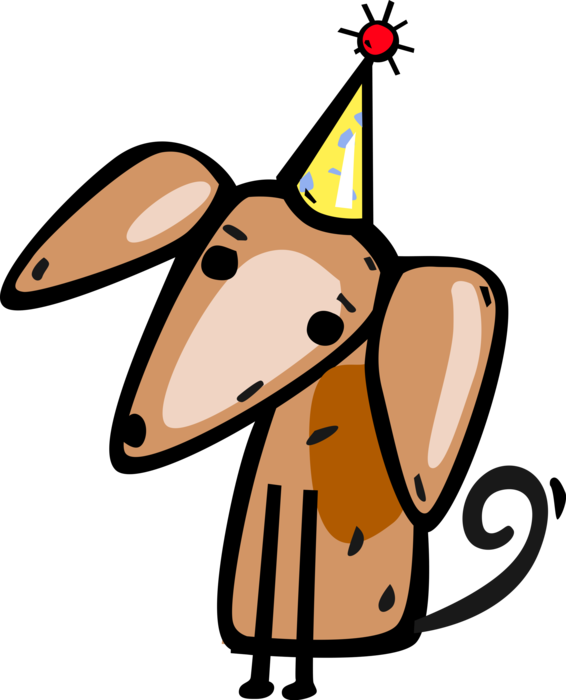 Vector Illustration of Birthday Dog Celebrates