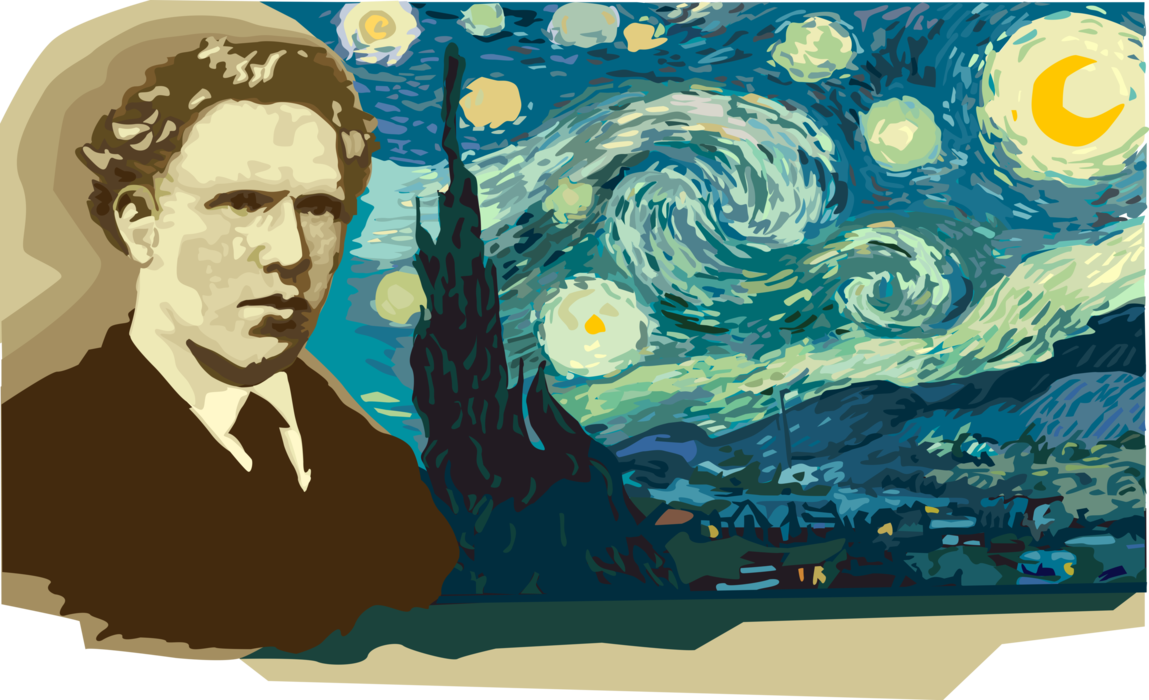 Vector Illustration of Vincent Van Gogh, Dutch Post-Impressionist Artist Painter