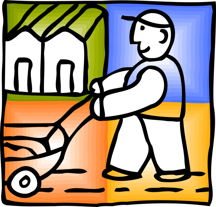 Vector Illustration of Farmer Planting Crop with Seed Planter
