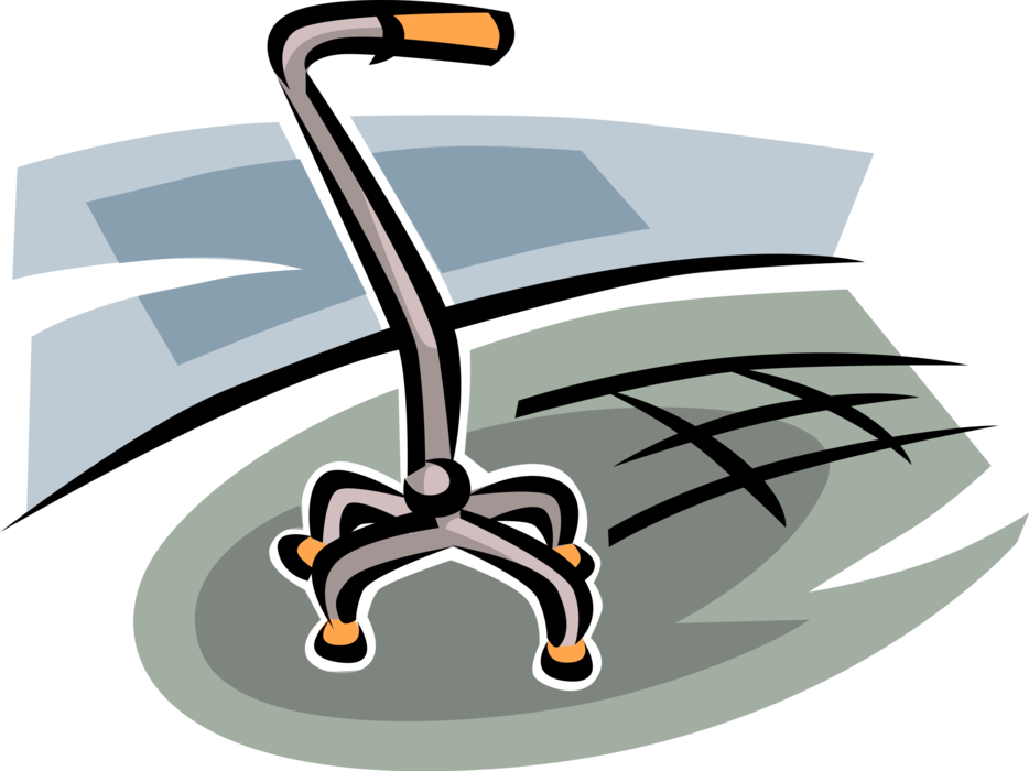 Vector Illustration of Walker or Walking Cane for Disabled or Elderly People Needing Balance or Stability