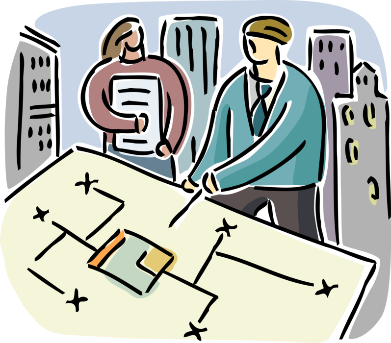 Vector Illustration of Business Colleagues in Meeting Discuss Commercial Real Estate Development Plans