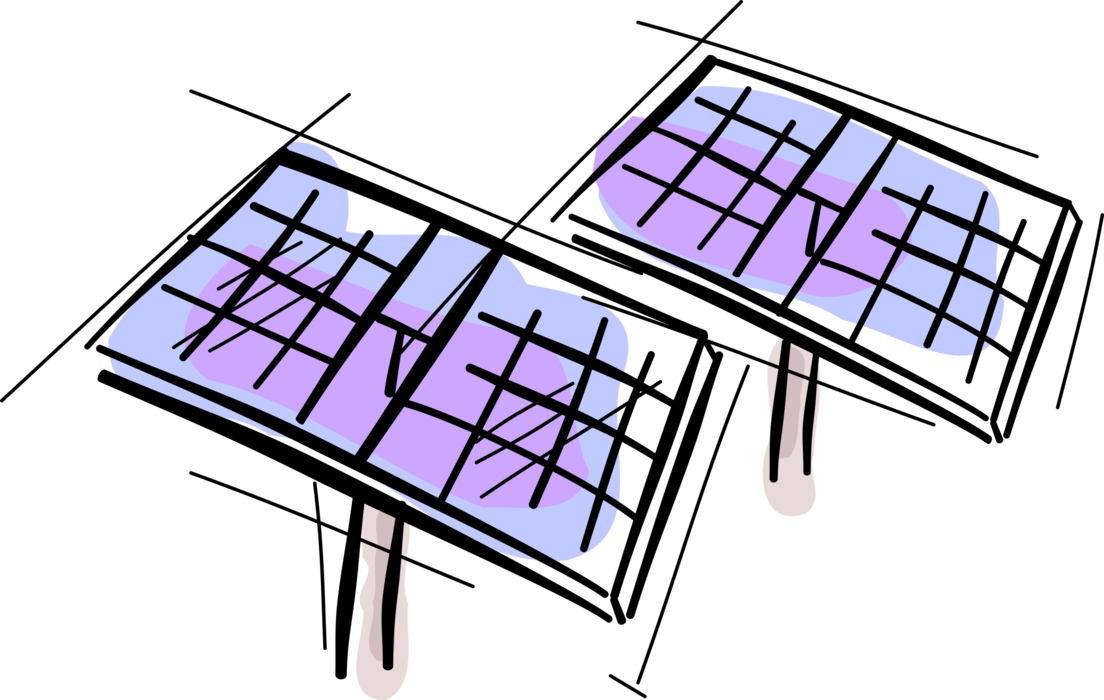 Vector Illustration of Renewable Energy Solar Photovoltaic Panels