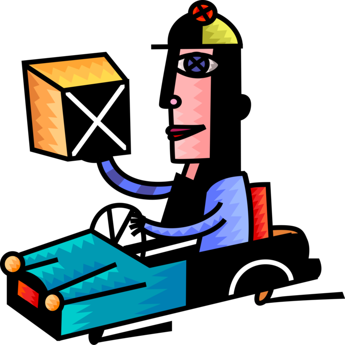 Vector Illustration of Mailman or Delivery Courier Delivers Mail Package