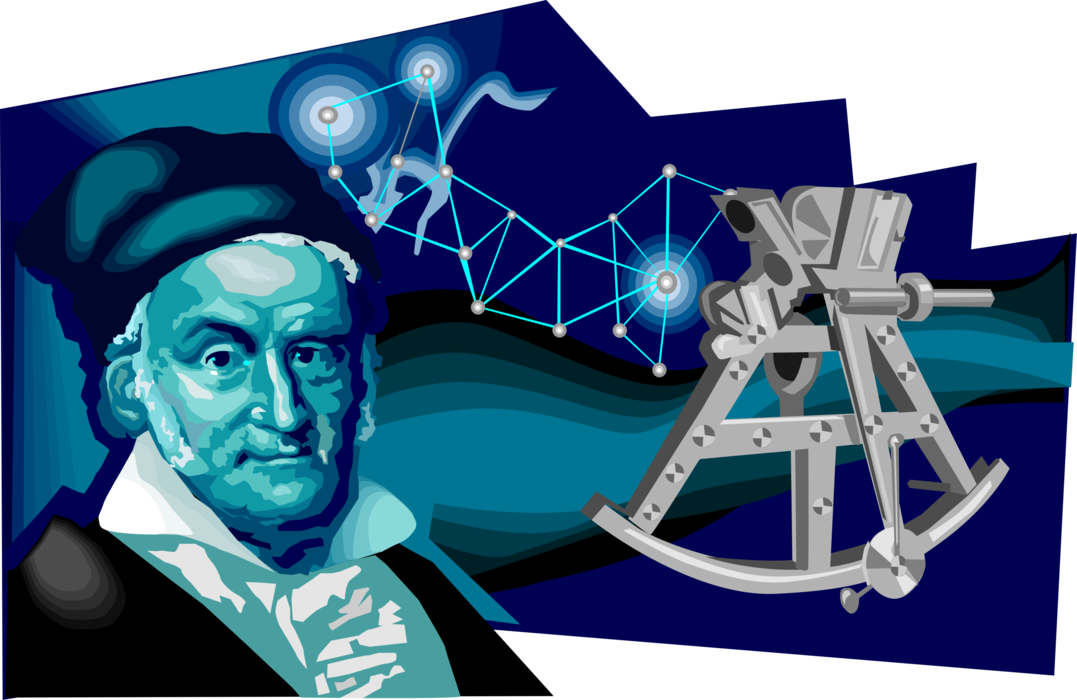 Vector Illustration of Carl Friedrich Gauss, German, One of History's Most Influential Mathematicians