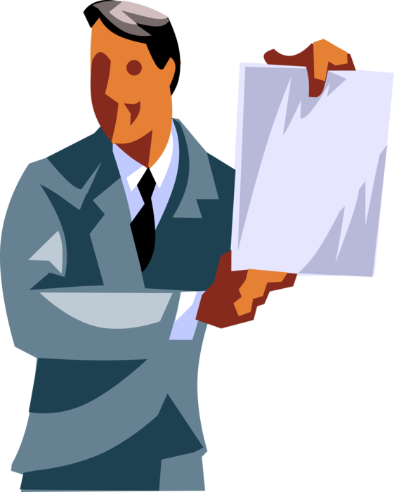 Vector Illustration of Businessman Delivers Office Boardroom Presentation