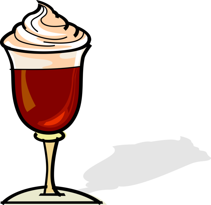 Vector Illustration of Gourmet Coffee Drink Beverage with Whipped Cream Topping