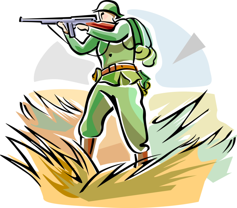Vector Illustration of World War One WWI Soldier with Weapon