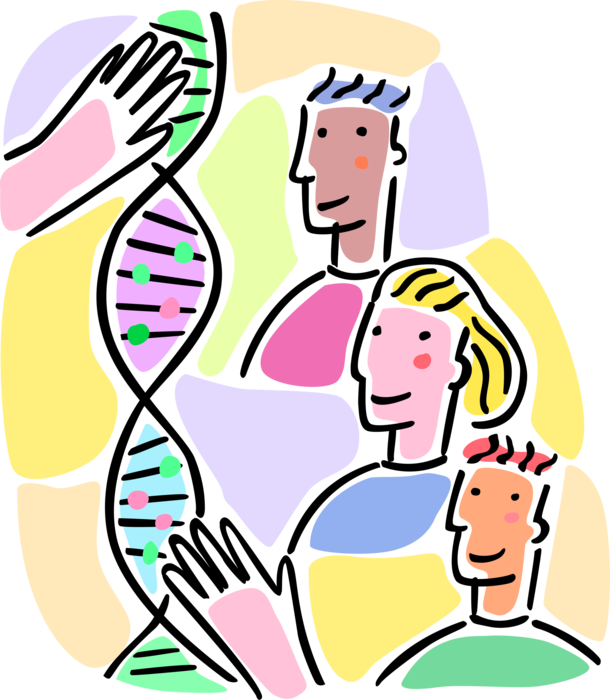 Vector Illustration of Human Genetics Cytogenetics Technician Analyzes DNA Chromosomes from Mixed Cultures