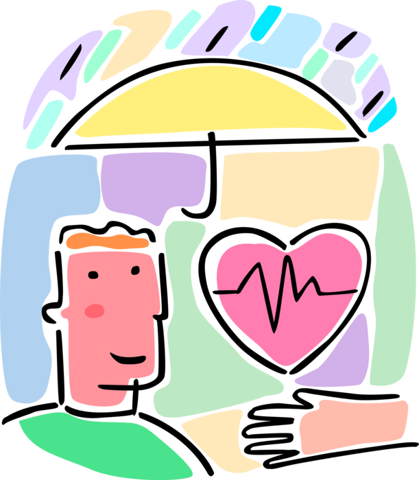 Vector Illustration of Personal Health Insurance Reduces Risk of Incurring Medical Expenses with Healthy Heart
