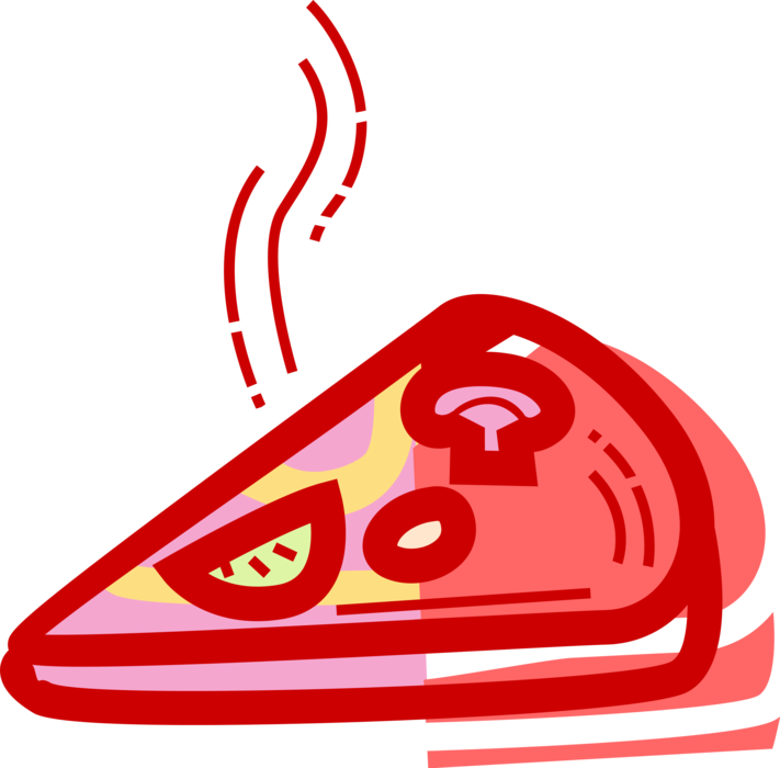 Vector Illustration of Flatbread Pizza Topped with Tomato Sauce and Cheese