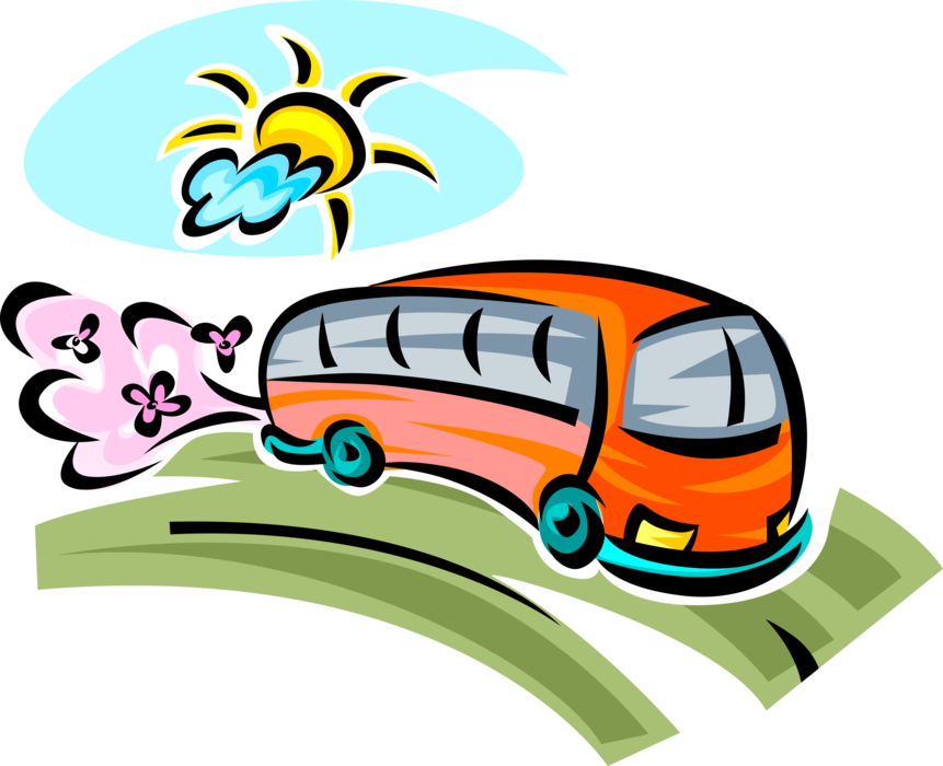 Vector Illustration of Urban Transportation Clean Energy Public Transportation Passenger Bus