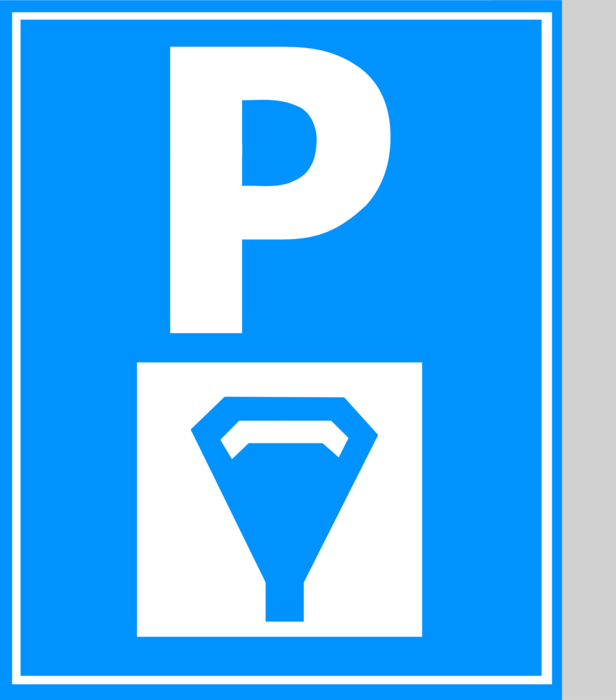 Vector Illustration of European Union EU Traffic Highway Road Sign, Parking with Meters
