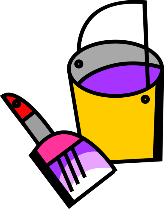 Vector Illustration of Home Renovation and Decoration Paintbrush and Paint Can