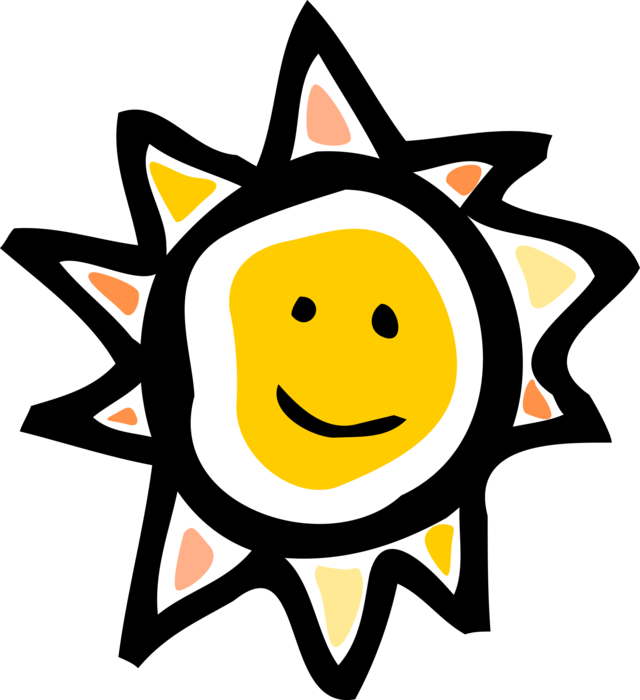 Vector Illustration of Anthropomorphic Smiling Sun