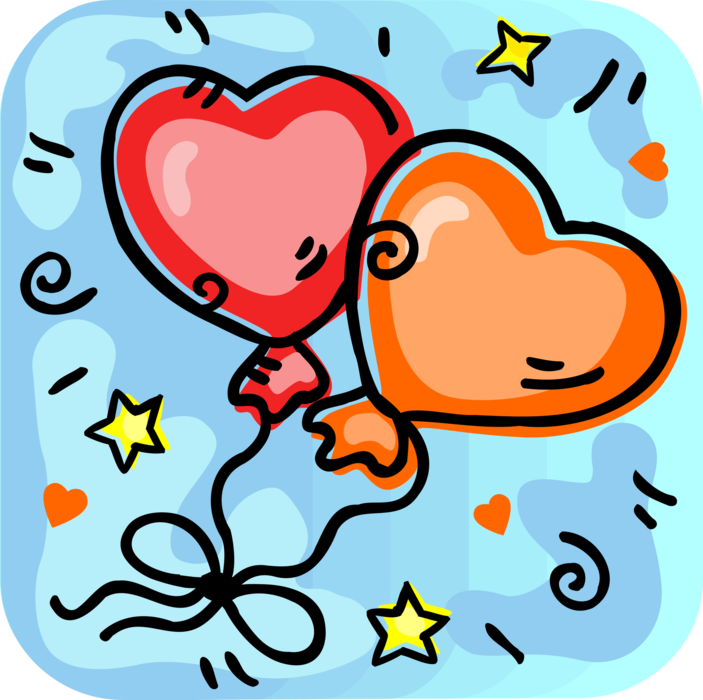 Vector Illustration of Valentine's Day Sentimental Romantic Love Heart Passion Balloons Expression of Affection