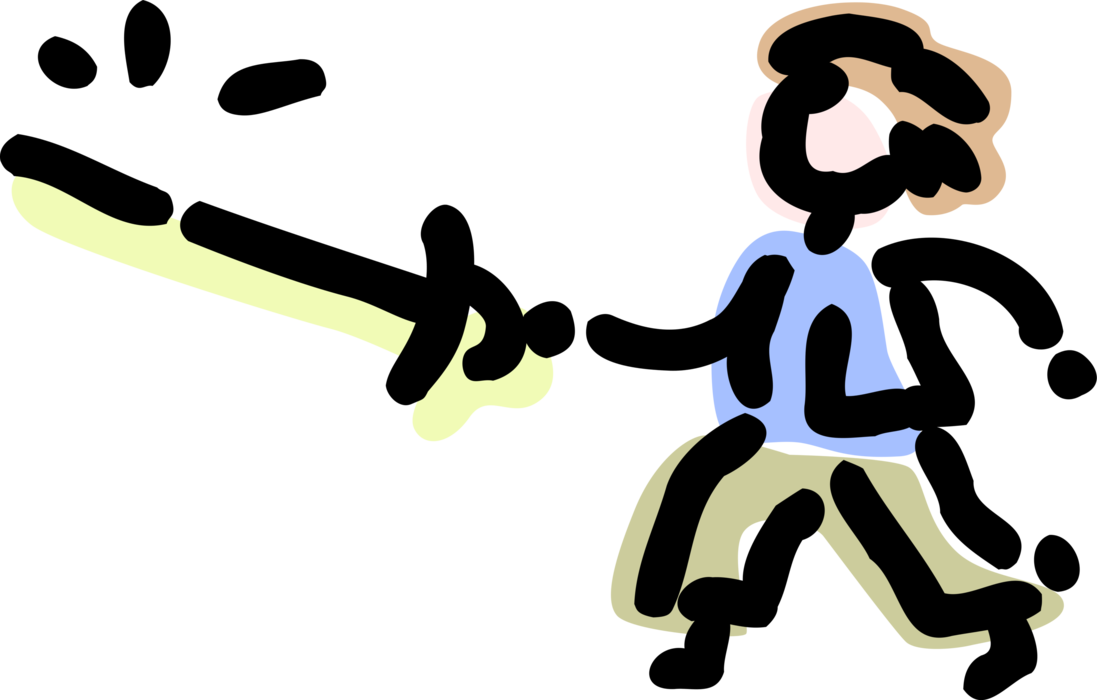Vector Illustration of Fencer with Foil Sword in Fencing Competition