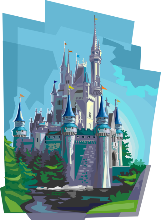 Vector Illustration of Cinderella's Castle at Disneyland Paris, France