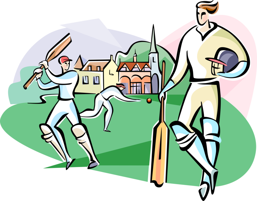 Vector Illustration of Sport of Cricket Players in Game