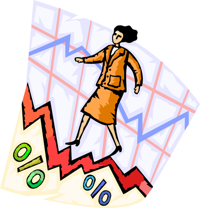 Vector Illustration of Businesswoman Charts Pathway to Financial Business Success