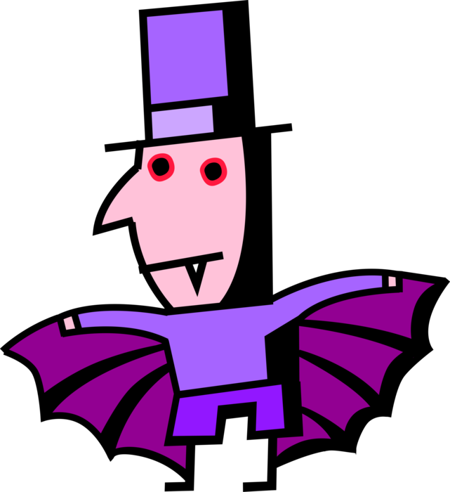 Vector Illustration of Halloween Dracula Vampire Spreads Bat Wings