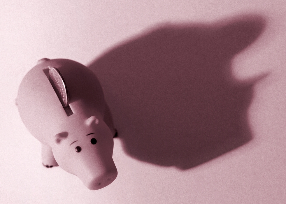 Piggy Bank with Dramatic Shadow