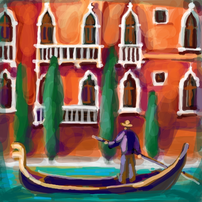 Venetian Man In His Gondola In Venice