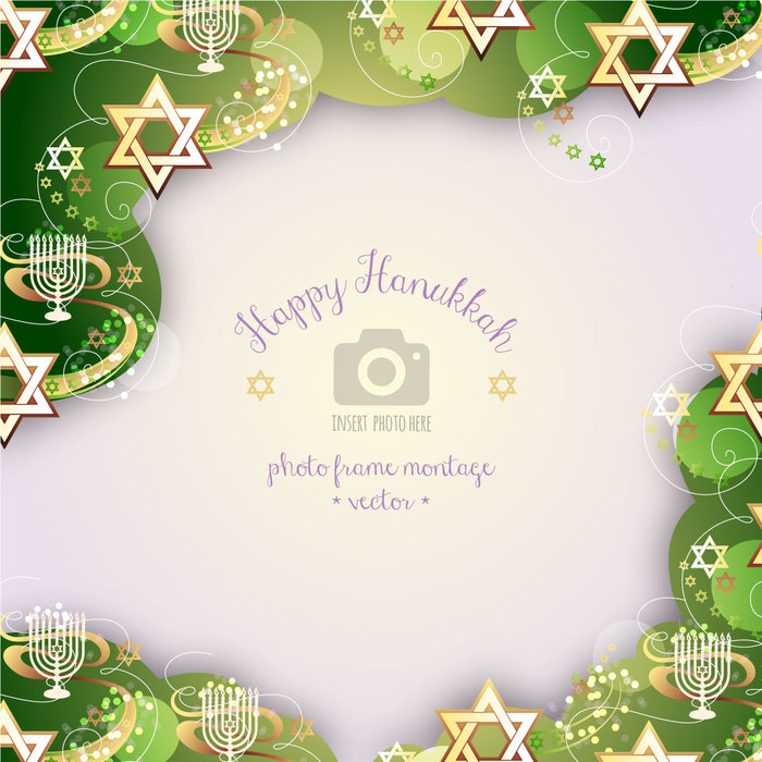 Hanukkah Photo Frame with Green Design