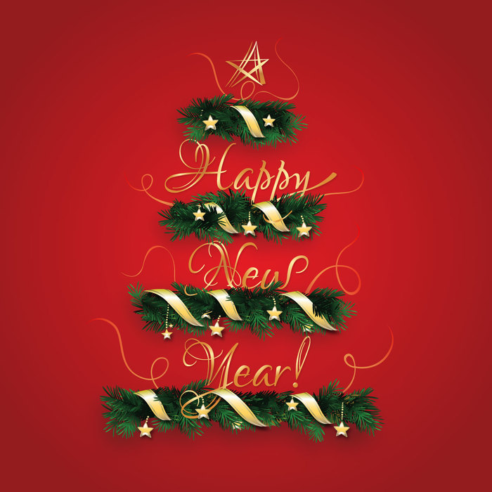Happy New Year Christmas Tree Design