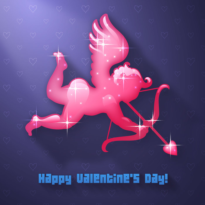 Valentine's Day Cupid Archer with Bow and Arrow Vector Illustration