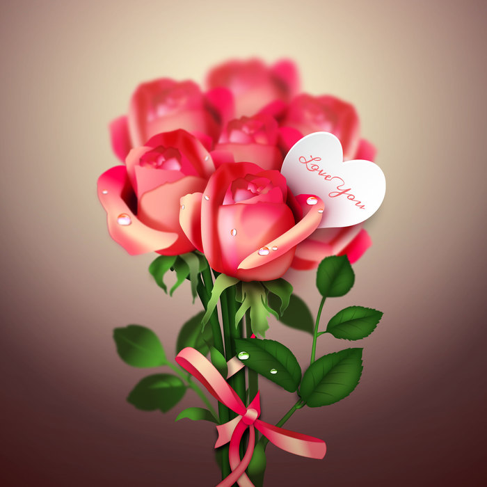 Valentine's Day Red Roses Expression of Love Vector Illustration