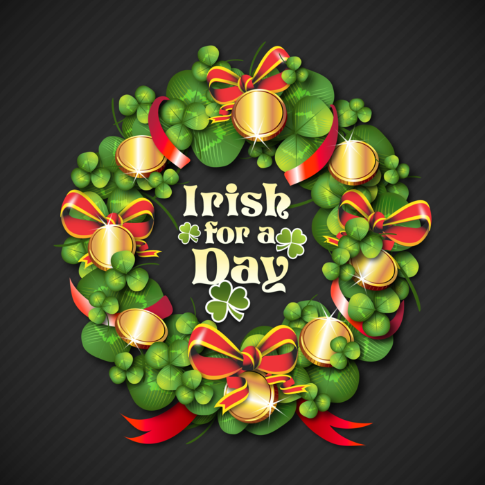 St. Patrick's Day Irish for a Day Wreath Vector Illustration
