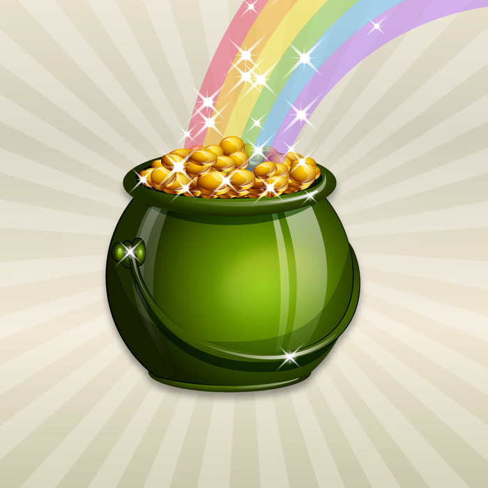 St. Patrick's Day Pot of Gold with a rainbow