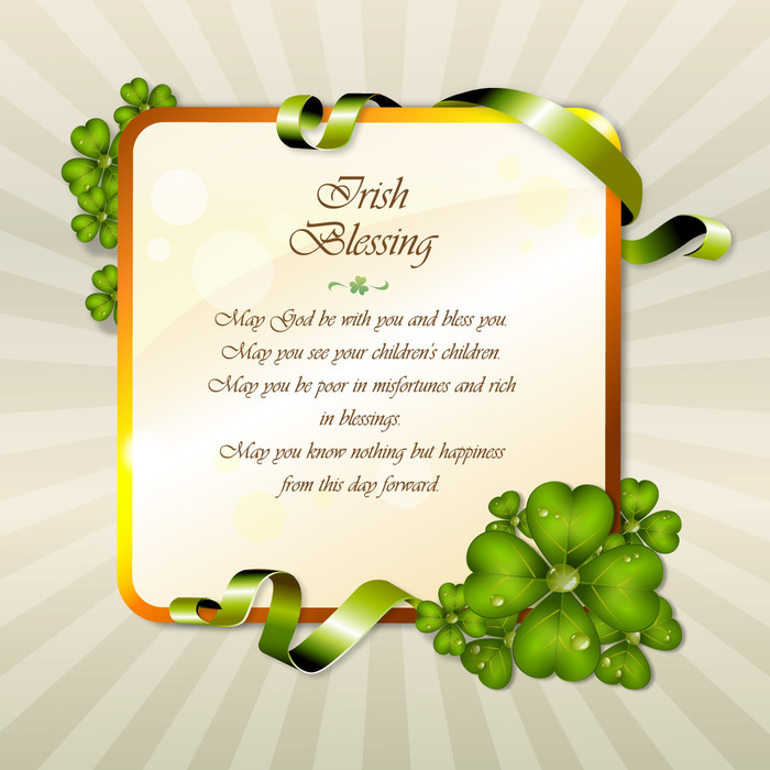 St. Patrick's Day Irish Blessing Lucky Shamrocks Vector Illustration
