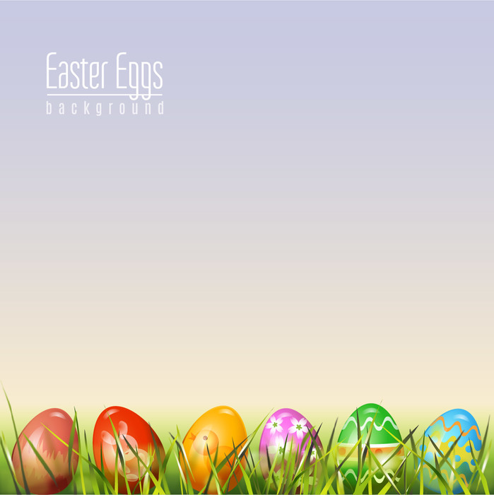 Decorative Easter Egg Hunt in Grass Vector Illustration
