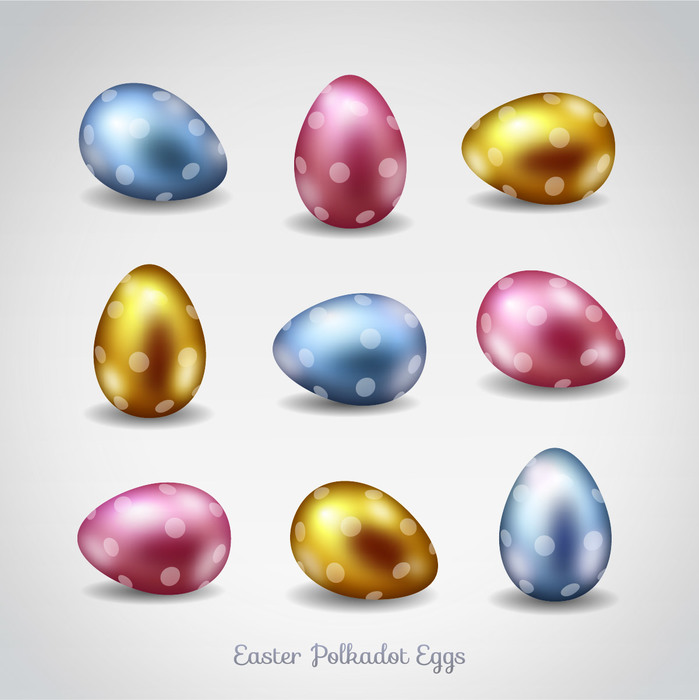 Polka Dot Metallic Easter Eggs Vector Illustration
