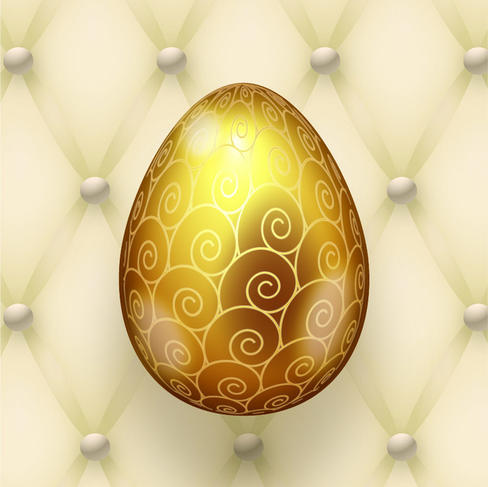 Faberge Style Gold Regal Easter Egg on Royal Upholstery Vector Background Illustration