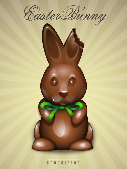 Chocolate Easter Bunny with one Ear bitten off