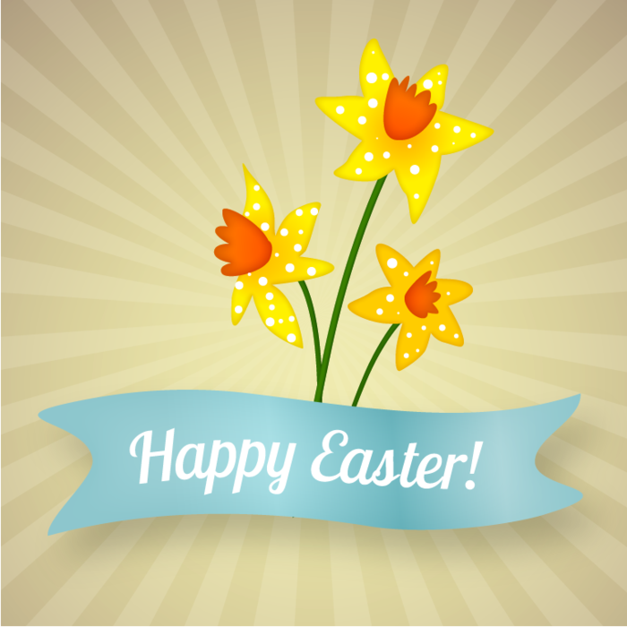 Happy Easter Banner with Daffodils
