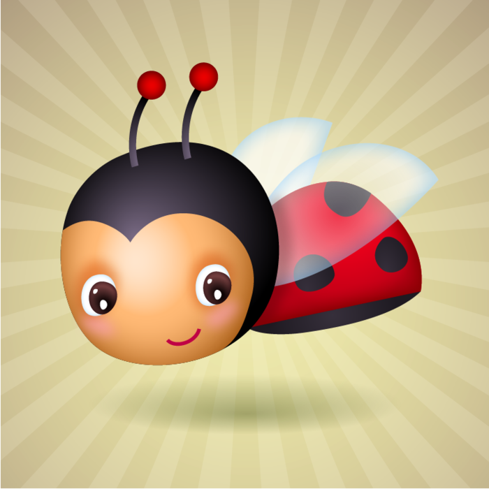 Eight Cute Ladybug Easter Vector Illustration Characters and Elements
