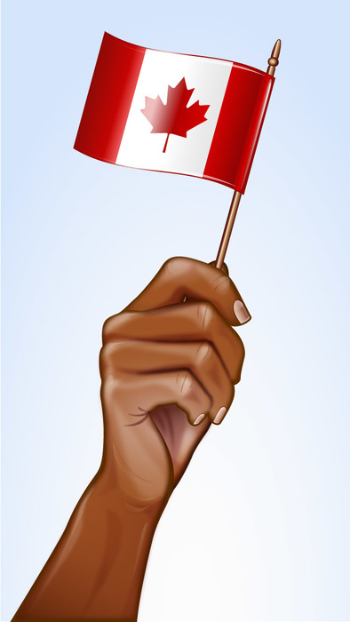 Happy Canada Day Hand Waving Canadian Flag