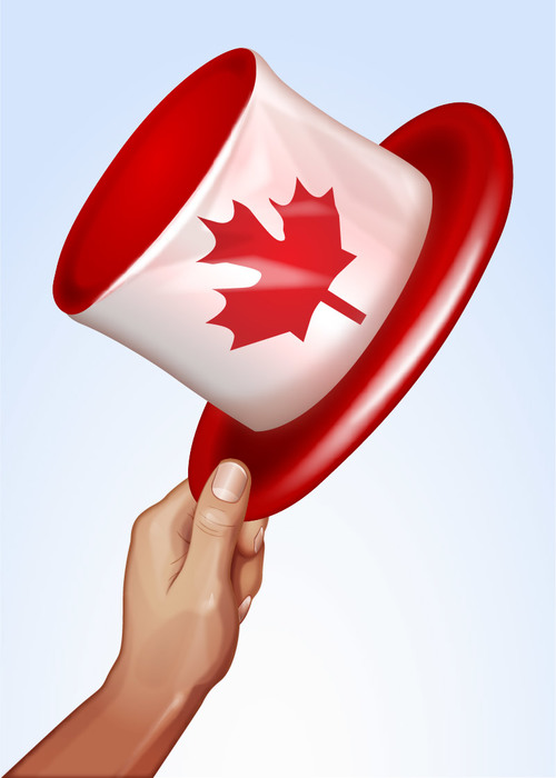 Happy Canada Day Hand Waving Canadian Flag Hat
