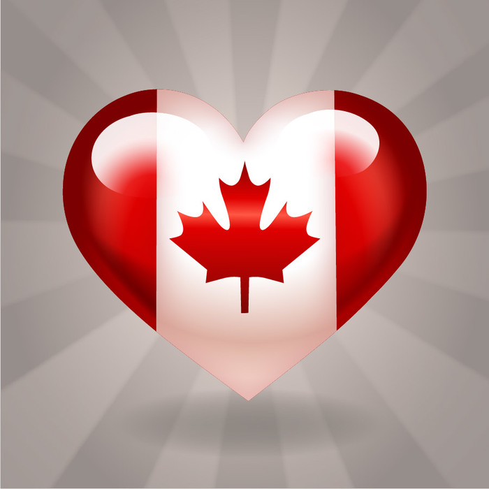 Happy Canada Day Heart with Maple Leaf Flag