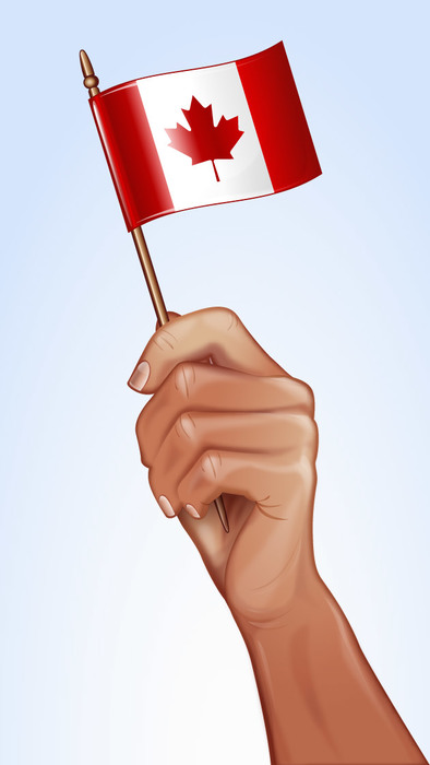 Happy Canada Day Hand Waving Small Canadian Flag