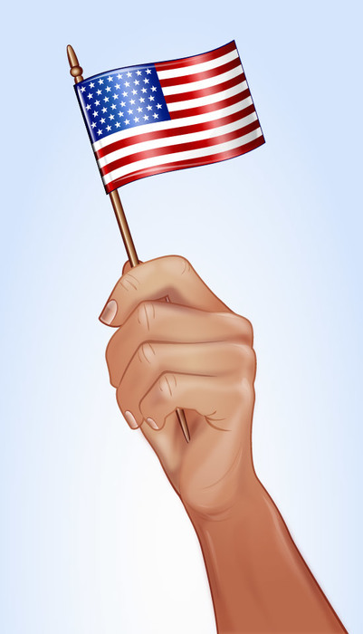 Happy 4th of July American Independence Day Celebration Patriotic Hand Waving of an American Flag