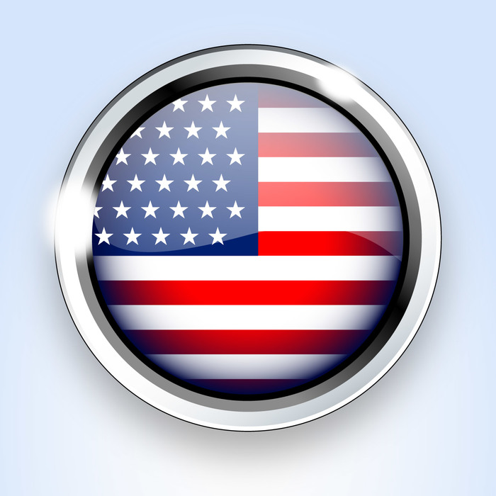 Happy 4th of July Banner Celebrating Independence Day Patriotic button with American Flag