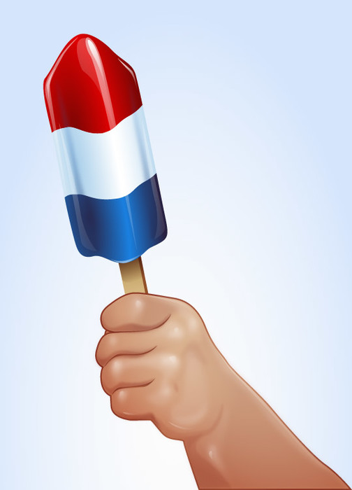 Happy 4th of July American Independence Day Celebration Kid's hand holding an Ice Cream