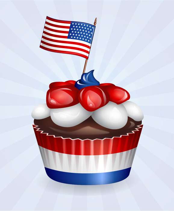 Independence Day Celebration Cupcake with American Flag